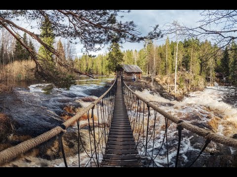 Видео: Водопады Ахвенкоски (Рускеальские водопады) в Карелии.