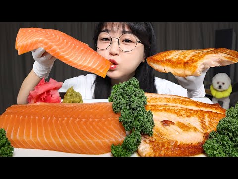 Видео: Сырой лосось и Лосось на гриле🧡Mukbang ASMR