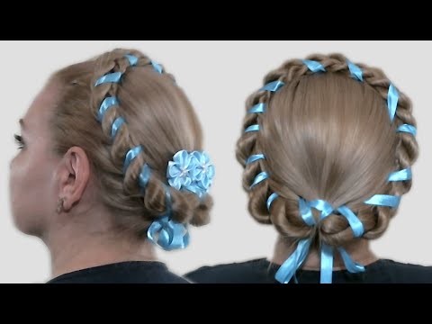 Видео: Как Красиво Уложить Длинные Волосы в Прическу| Коса Вокруг Головы в Стиле Доярка} Видео Урок