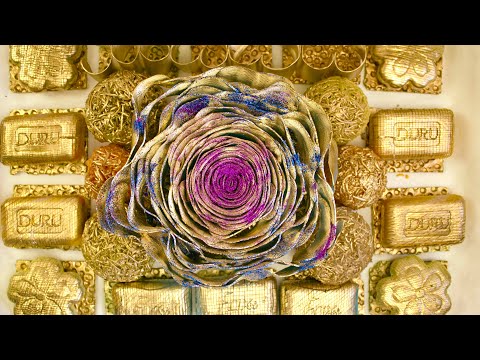 Видео: Золотой набор 💛 Большой цветок 🏵 Режущие мыльные хрустящие шарики🎧
