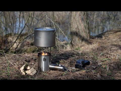 Видео: Турбо печка щепочница 180 гр. Винт и двигатель от квадрокоптера. Сделай сам. Compact tourist stove.