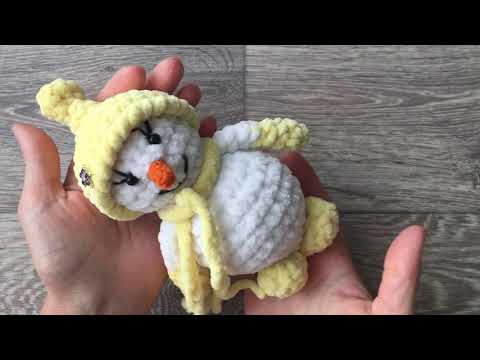 Видео: Снеговик крючком . Из плюшевой пряжи. Часть 2