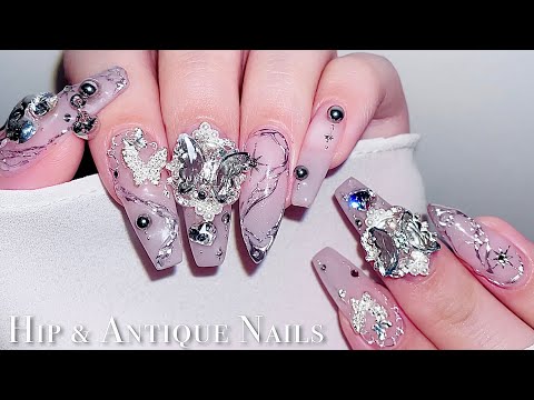Видео: sub) Антикварные и модные ногти💅🏻/🇰🇷Корейский маникюр / Как чистить пудровые ногти / Нейл-арт