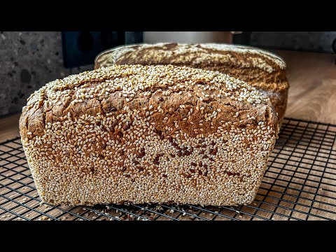 Видео: Многозърнест квасен хляб. Много ароматен и вкусен. Най-лесната рецепта е тук! Хляб с 6 семена! 