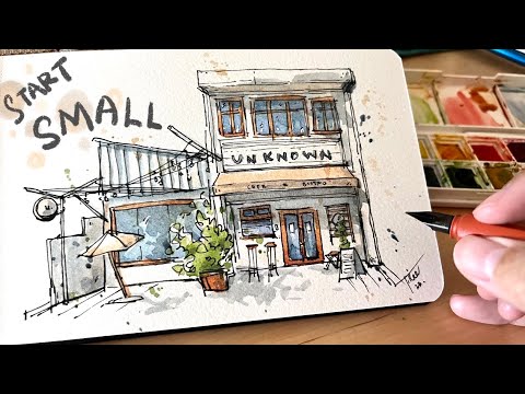 Видео: Рисование тушью и акварелью для начинающих. Урок в режиме реального времени.