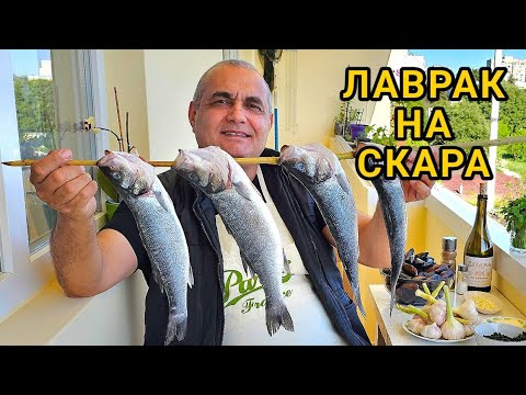 Видео: Риба Лаврак на скара! Миди със сос от бяло вино, чесън, девисил и краве масло! Рибно меню за вечеря