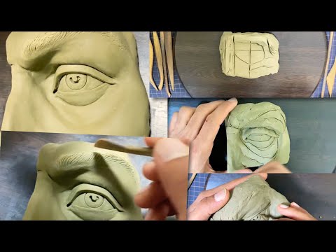 Видео: Лепка открытых глаз из глины — моделирование частей человеческого тела с помощью нескольких прост...