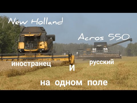 Видео: Комбайны New Holland и Acros 550 на одном поле. Уборка урожая, первые дни сезона. SJRC F11 4k PRO