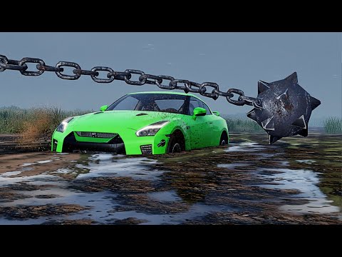 Видео: АВТОМОБИЛИ ПРОТИВ ВРАЩАЮЩЕГОСЯ ЦЕПИ В ГРЯЗИ BeamNG Drive