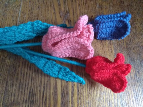 Видео: Вязаный цветок "Тюльпан".