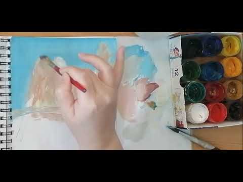 Видео: Видео урок по живописи  Мастер класс для начинающих  Гуашь  Зима