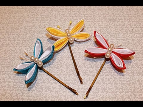 Видео: КАНЗАШИ мастер класс/ ЗАКОЛКА БАБОЧКА/ DIY Kanzashi butterfly