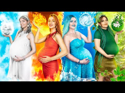 Видео: Беременные огонь, вода, воздух и земля! 4 стихии в реальной жизни