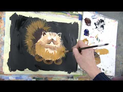 Видео: Гуашь рыжий кот Онлайн уроки АРТ ТАЙМ