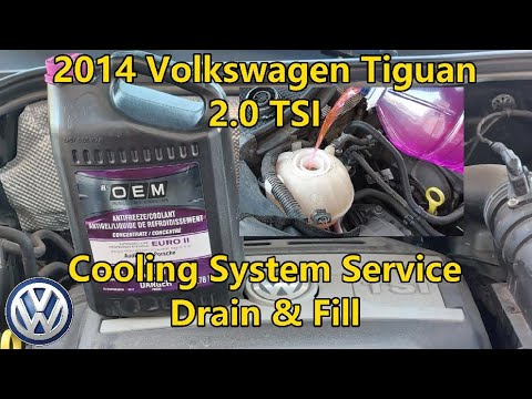 Видео: Volkswagen Tiguan 2.0 TSI 2014 года выпуска — обслуживание системы охлаждения — слив, заправка и ...