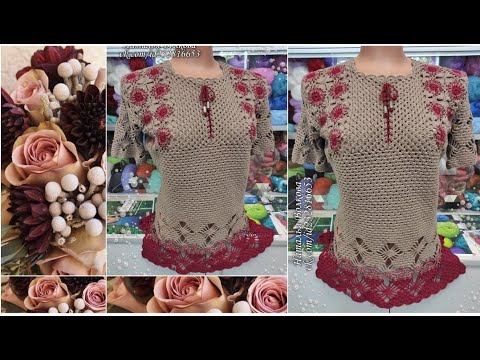 Видео: 🎇Часть 3. Заключительная. Красивая и оригинальная летняя кофточка крючком с градиентом.