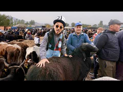 Видео: самая экзотическая уличная еда в Кыргызстане 🇰🇬 огромный рынок животных + подземное жареное мясо