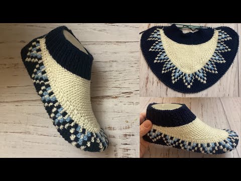 Видео: ТЕПЛЫЕ И КЛАССНЫЕ !!! Тапочки следки на двух спицах без швов  //   patik modelleri