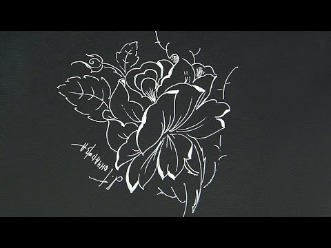 Видео: Цветок. Роза. Как легко и просто нарисовать цветы. Скетчинг белым маркером по черному картону