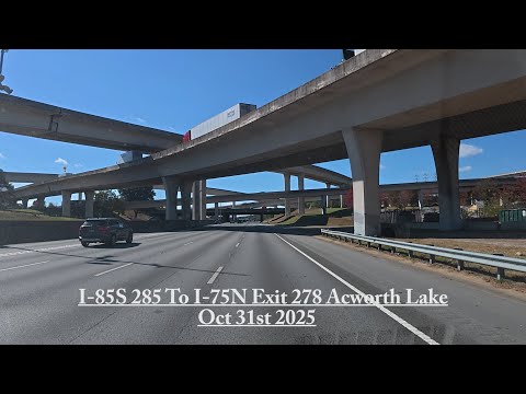 Видео: I-85S от округа Гвиннетт до съезда 278 по I-75N, озеро Акуорт, 31 октября 2025 г. #автомобильныйт...