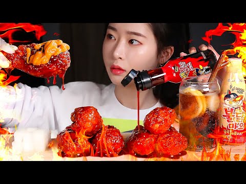 Видео: ASMR Пряная жареная курица 🔥Ядерный огненный соус & Острый майонезный соус MUKBANG EATING SHOW