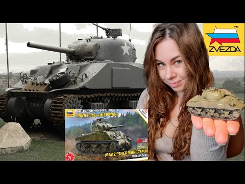 Видео: Танк M4 Sherman. Простые приемы окраски масштабной модели. Новая модель от Звезды.