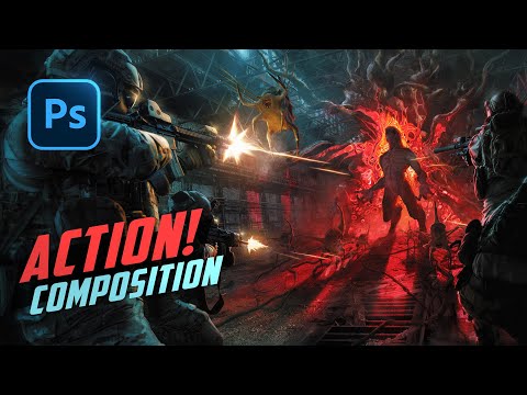 Видео: Создание охоты на монстров в Photoshop | Фотоманипуляция на скорость