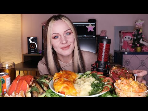 Видео: MUKBANG | Курица с ананасами, пюре, салат, бутерброды | Chicken, salad, sandwiches не ASMR