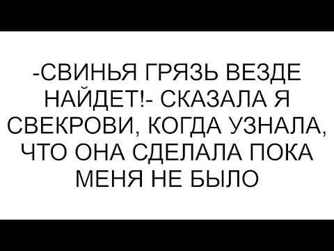 Видео: -Свинья грязь везде найдет!- сказала я свекрови, когда узнала, что она сделала пока меня не было