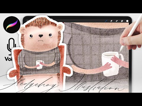Видео: Учебник по созданию акварельной иллюстрации ёжика для Procreate // Учебник по рисованию в книжке-...