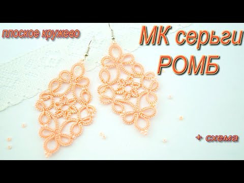 Видео: МК серьги фриволите РОМБ. Для начинающих. Tatting earrings ROMB.