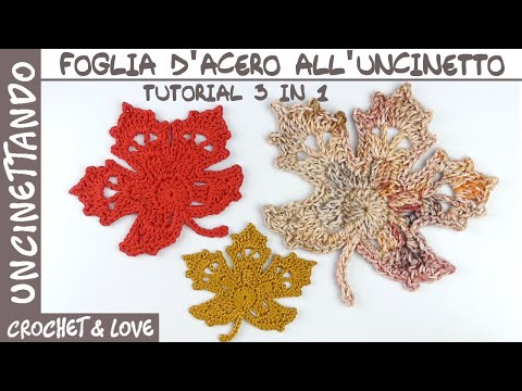 Видео: 🍁 Вязаный крючком кленовый лист | Урок 3-в-1