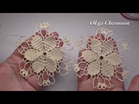 Видео: Crochet flower tutorial for  doily  EASY. Мотив с цветком для салфетки