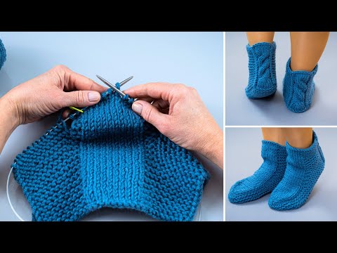 Видео: Тапочки-носки на 2 спицах без шва просто!