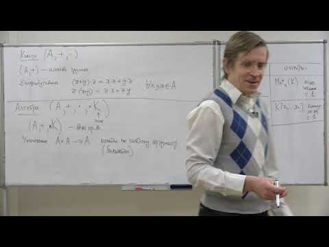 Видео: Тимашев Д. А. - Алгебра. Часть 2. Семинары - 14. Кольца, алгебры и поля
