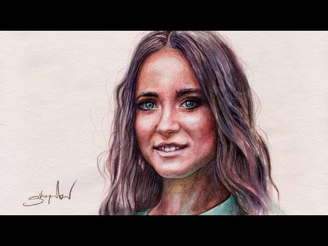 Видео: Drawing Time Lapse - Watercolor Portrait of Girl - Портрет Девушки Акварель