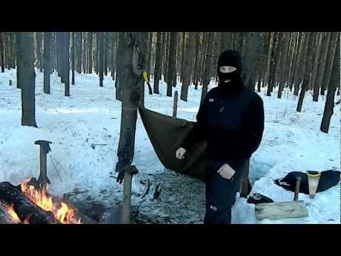 Видео: [РВ] Укрытие для ночёвки зимой в лесу