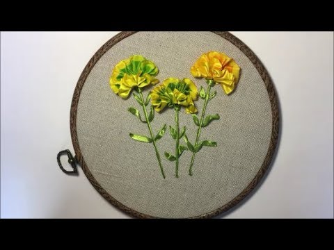 Видео: Гвоздика вышитая лентами / Carnation embroidered with ribbons
