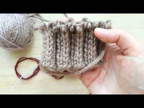 Видео: Пышная резинка спицами. Резинка с вытянутыми петлями. Резинка для шапки.