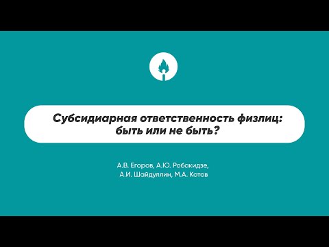 Видео: Субсидиарная ответственность физлиц: быть или не быть?