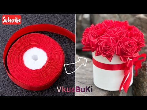 Видео: 🌹РОЗА из атласной ленты  / Satin ribbon ROSE VkusBuKi