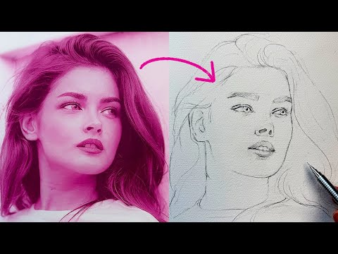 Видео: Рисуйте портреты точно по фотографии — без обводки! ✏️ В РЕАЛЬНОМ ВРЕМЕНИ