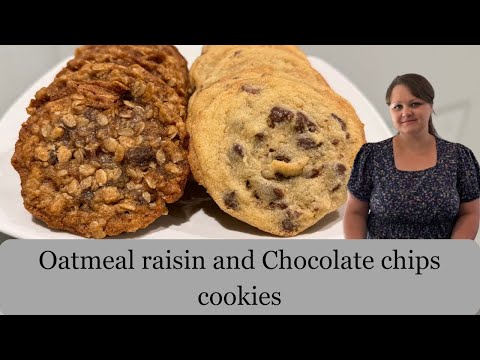 Видео: Oatmeal raisin cookies and Chocolate chip cookies (Овсяное печенье с изюмом и печенье с шоколадом)