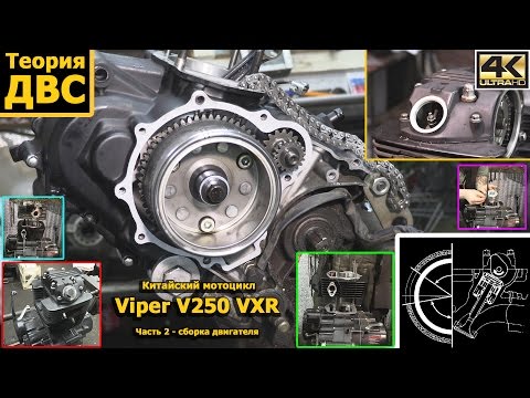 Видео: Теория ДВС: Китайский мотоцикл Viper V250 VXR (Часть 2 - сборка двигателя)