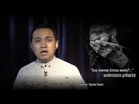 Видео: Эрнис Кыязов  акын Шайлообек Дүйшеевдин "Бир кемпир баткан жокпу?!"  ырын окуйт.