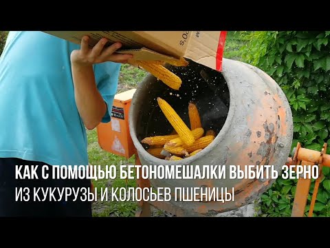 Видео: Как с помощью бетономешалки и компрессора выбить зерно из кукурузы и пшеницы. Кукуруза лущилка