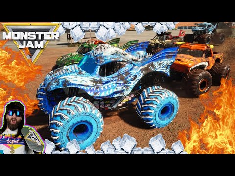 Видео: Monster Jam Steel Titans Видеоигра Гонки по огню и льду, чемпионат №7