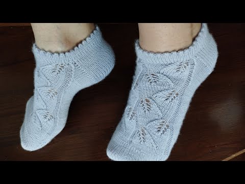 Видео: Укороченные носки или „носки-невидимки” | Схема узора для кругового вязания + видеоклип