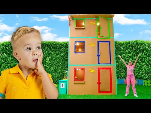 Видео: Гигантский картонный дом — весёлые детские приключения!