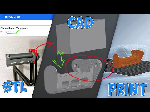 Видео: Реверс-инженеринг STL в CAD Компас 3D. Держатель катушки для FF Adventure 5M